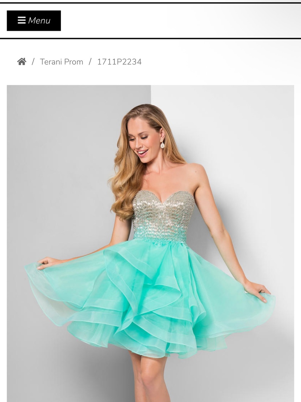 Terani Couture Mint Beaded Sweetheart Cocktail Dress